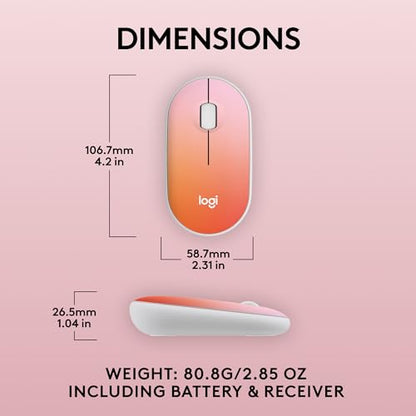 Logitech M340 Wireless Mouse with Limited Edition Prints, USB Receiver and Silent Clicks, Portable Wireless Mouse for Laptop, PC, Windows, Chrome, Surface – Tropical Sunrise - color: Tropical Sunrise