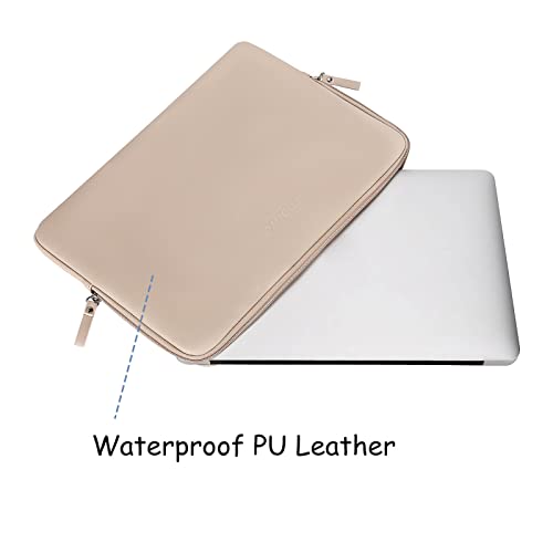 MOSISO Laptop Sleeve Bag 13.3 inch Compatible with MacBook Air/Pro, 13-13.3 inch Notebook, Compatible with MacBook Pro 14 2026-2021 M5 M4 M3 M2 M1, PU Leather Padded Bag Waterproof Case, Apricot - color: Apricot, size: 13.3 inch
