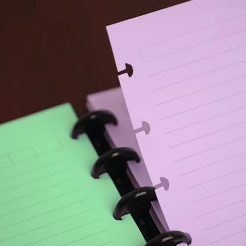 (2 Pack)9 Disc Discbound Refill Paper, Loose Leaf Paper, 9 Disc Prepunched Paper for Happy Planner Inserts, 5 Colors(40 Sheets/C), Total 200 Sheets/400 Pages, College Ruled, 110gsm, 7 X 9.2.5 Inch - size: 200 Sheets