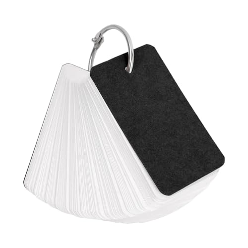 400-100 Sheets Kraft Paper Index Cards Portable Flash Cards With Ring Binder Study Memo Notecards For School Learning Supplies(Black-100Sheets) - color: Black-100Sheets
