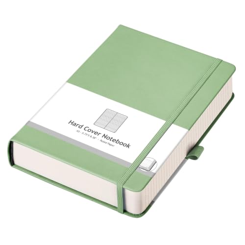 AHGXG Lined Journal Notebook, 320 Numbered Pages Thick Journal for Women, A5 Notebook College Ruled, 100gsm Thick Paper, Faux Leather Hardcover, for Writing Work, 5.75'' X 8.38''-LightGreen - color: Light Green, size: A5