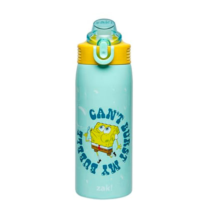 Zak Designs SpongeBob SquarePants Sage Kids Water Bottle For School or Travel, 19oz Stainless Steel Water Bottle With Straw, Handle, and Leak-Proof, Pop-Up Spout Cover (SpongeBob and Patrick) - color: SpongeBob and Patrick