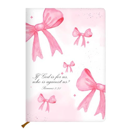 Bow Bible Verse Hard Shell Journal Notebook, Bible Verse Gifts for Women, College Ruled Notebook, Inspirational Hardcover Notebooks, Journals for Writing Note Taking 200 Sheets (5.8 x 8.3) Pink - color: Multi 1162