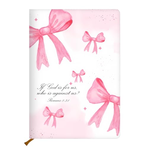 Bow Bible Verse Hard Shell Journal Notebook, Bible Verse Gifts for Women, College Ruled Notebook, Inspirational Hardcover Notebooks, Journals for Writing Note Taking 200 Sheets (5.8 x 8.3) Pink - color: Multi 1162