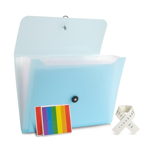 Expanding File Folder File Organizer 13 Pocketsr Accordion Filing Folder for Documents Aesthetic Paper Organizer Folder for Work, School, Home, Office (Transparancy Blue) - color: Transparancy Blue