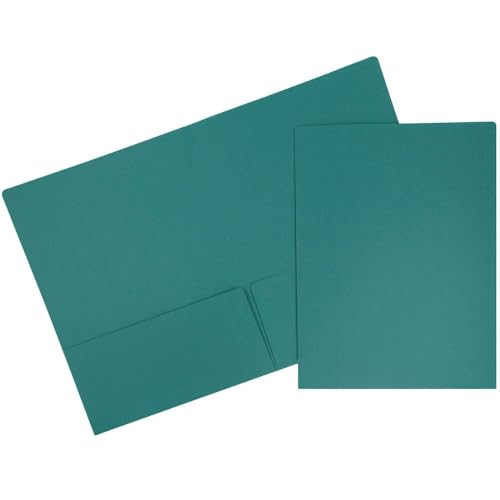 LUXPaper 9" x 12" Presentation Folders | Two Pocket | Teal | 100lb. Cover | 10 Qty - color: Teal