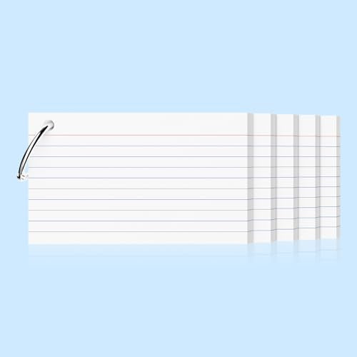 250 Count White Index Cards 3x5 Inch with Key Ring, 180gsm Heavyweight Flash Card (50 Sheets Each), Durable & Portable Note Taking for Students, Teachers, Study Note Cards for Office Home School - color: White 5 Pack