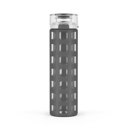 Ello Syndicate Glass Water Bottle with One-Touch Flip Lid, Grey , 20-ounce - color: Grey