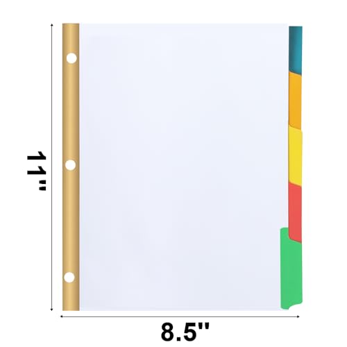 Binder Divider, PANDRI 120 Pack Binder Index Dividers with 5 Tabs,Letter Size Paper Binder Divider for School Office Home Business,White