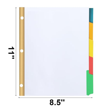 Binder Divider, PANDRI 120 Pack Binder Index Dividers with 5 Tabs,Letter Size Paper Binder Divider for School Office Home Business,White