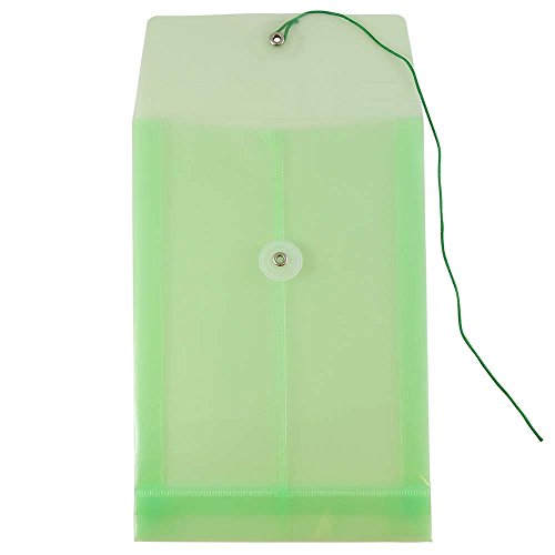 JAM PAPER Plastic Envelopes with Button & String Tie Closure - 6 1/4 x 9 1/4 - Green - 12/Pack - color: Green, size: 6 x 9