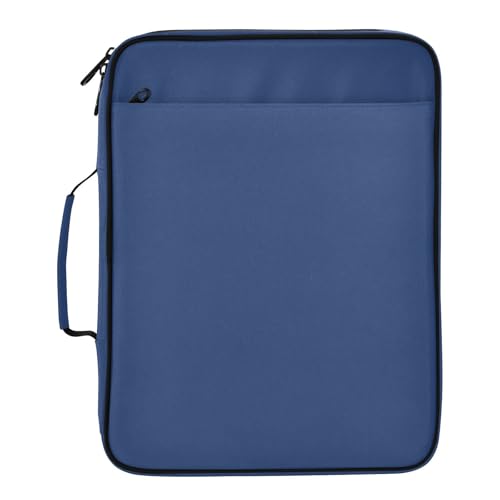 Navy Blue Pattern 3 Ring Zipper Binder for Office School High Capacity Document Organizer 1.2 Inch Portfolio Case Holds 500 Sheets Binder Organizer for Adults Kids - color: Navy Blue