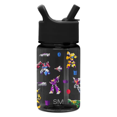 Simple Modern Transformers Kids Water Bottle Plastic BPA-Free Tritan Cup with Leak Proof Straw Lid | Reusable and Durable for Toddlers, Girls and Boys | Summit Collection | 12oz, Block Nation - color: Transformers: Block Nation, style: Straw Lid | 12oz