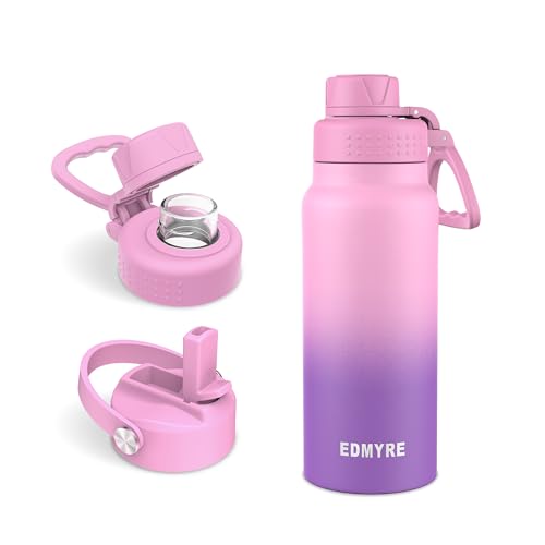 20 oz Insulated Water Bottle with Straw Lid & Twist Lid, Stainless Steel Vacuum Flask with Silicone Boot, Leakproof, Keeps Cold 24H / Hot 12H, Wide Mouth for Travel, Sports - color: Lavender Gradient, size: 20 Ounces