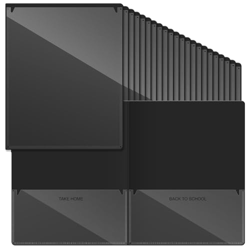 Henoyso 100 Pcs Folders Take Home Heavy Duty 2 Pocket Homework Folder for Students Parent Teacher Communication, 11.8 x 9.45 Inch(Black) - color: Black