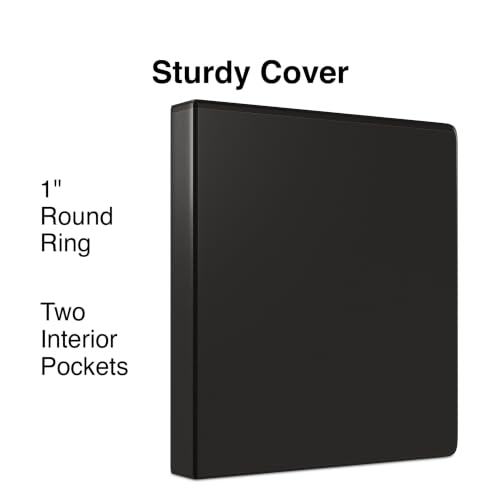 Staples 1" 3-Ring View Binder, Black, 4/Pack - color: Black, size: 4 Pack, style: 1'' Inch
