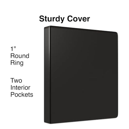 Staples 1" 3-Ring View Binder, Black, 4/Pack - color: Black, size: 4 Pack, style: 1'' Inch