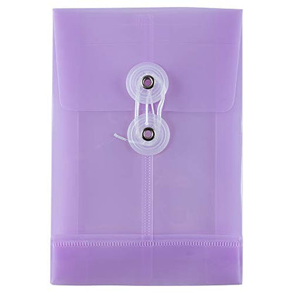JAM PAPER Plastic Envelopes with Button & String Tie Closure - 4 1/4 x 6 1/4 - Lilac Purple - 12/Pack - color: Lilac Purple, size: 4 x 6