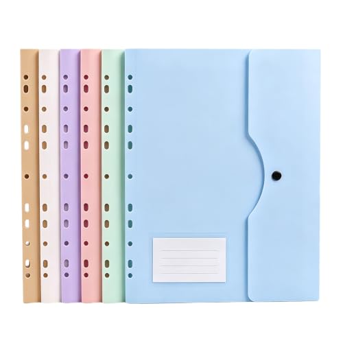11 Hole Expanding File Pockets, Waterproof Binder Pockets for 2/3/4 Ring Binder with with Snap Button & Label Area, School & Office Supplies, Fits Letter / A4 Size Documents (Side-Opening) - color: Side-opening