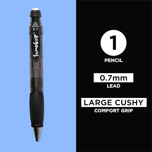 SAKURA 50286 SumoGrip 0.7-mm Pencil with Eraser, Clear Gray - color: Clear Gray