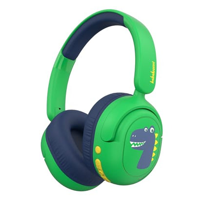 Bluetooth Kids Headphones, Wireless Headphones for Kid with Mic, 75/85/94dB Volume Limited, Includes 3.5mm Aux Cord, Foldable Dinosaur Teens Headset for School, Home, Travel, Tablet - style: Dinosaur