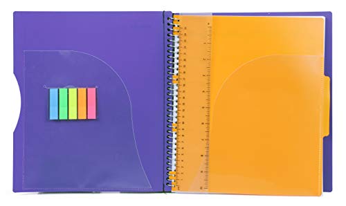 Mintra Office Durable PREMIUM Spiral Notebook, ((Purple, 1 Subject, 8.5in x 11in)), Fabric Covered Coils, No Snags, Removable Adjustable Pocket Dividers, Ruler, Organization, Customizable - color: Purple, size: 1 Subject (8.5in x 11in)