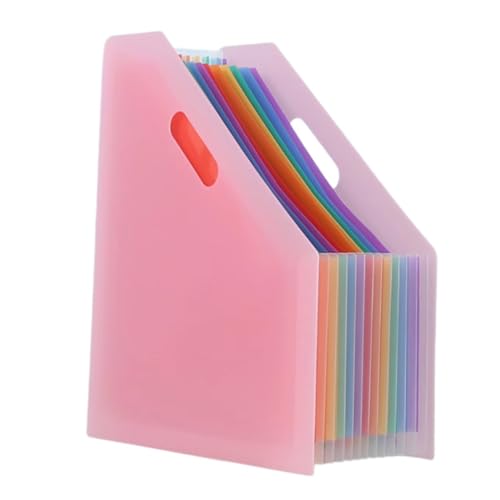 White Transparent 13 Pockets Accordion File Organizer Desk Organizer Vertical Expanding File Folder Bill Tax Receipt Organizer Holder A4 Documents Space Saver for Office Home School - color: White