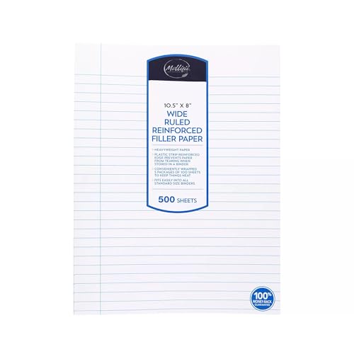 500 Ct. Reinforced Filler Paper Wide Ruled - White, Mfr: 288844-A