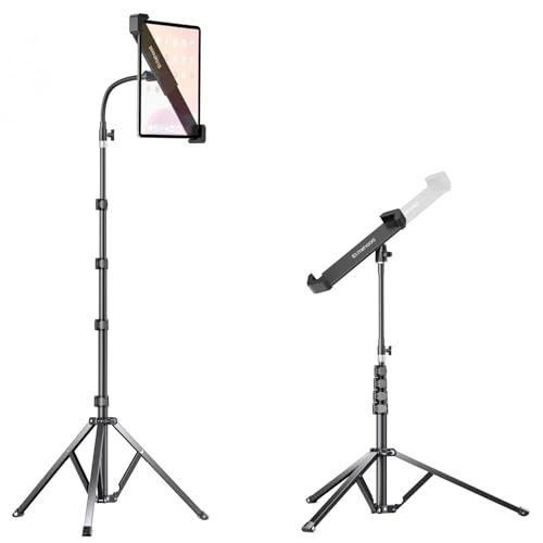 elitehood Diagonal iPad Tripod Stand, 72in Gooseneck Tablet Floor Stand | Quick Lock & Easy Use Diagonal iPad Holder, Heavy Duty Aluminum Tall iPad Stand for Pro 13 11, Mini, Air and 9-13" Tablets - size: 9–13" · Diagonal Clamp