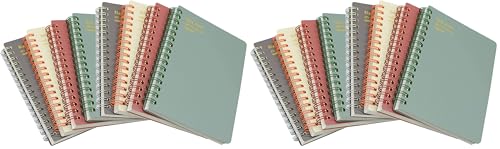 Yansanido Spiral Notebook, 8 Pcs 4 Color A6 Size Thick Plastic Hardcover 8mm Ruled Paper 80 Sheets (160 Pages) Journal for School and Office Supplies (8 Pcs A6) (Pack of 2) - size: 8 Pcs A6 (Pack of 2)