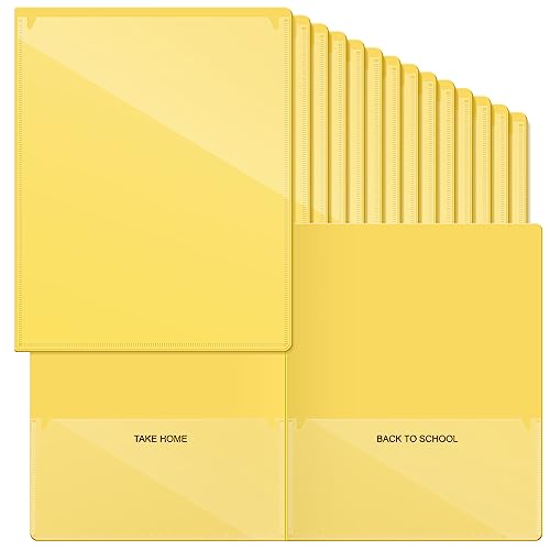 Henoyso 48 Pcs Folders Take Home Heavy Duty 2 Pocket Homework Folder for Students Parent Teacher Communication,11.8 x 9.45 Inch(Yellow) - color: Yellow