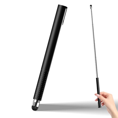Universal Telescopic Stylus Pen for Touch Screens, Retractable Pointer Stick Stylus with Special Flocking Tip, Pointers for Classroom, Pointer Finger Stick, Anti Slip Pen Clip, Black - color: Black -B