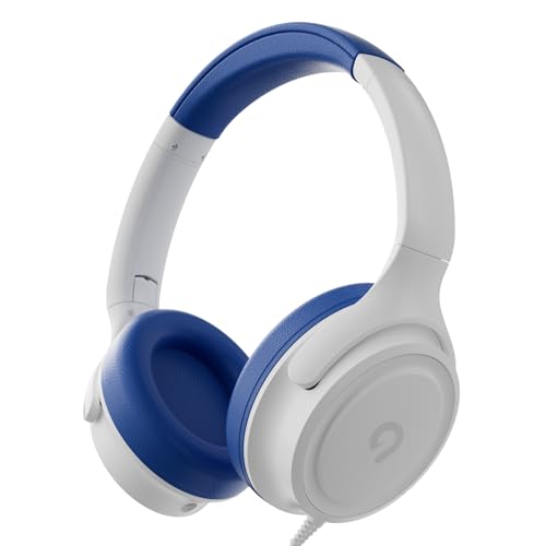 ADOOPE Kids Headphones with Cord-3.5mm Jack 85/94dB Safe Volume Control Built-in Microphone On-Ear Headphones for Kids/Teens/School/Travel/3.5mm Devices(White) - color: White