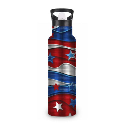 Flag Insulated Water Bottle with Straw 20 oz,Stars Stainless Steel Leak Resistant Double Wall Water Bottles with Handle for Gym Sports Travel Outdoor - color: Flag,Stars