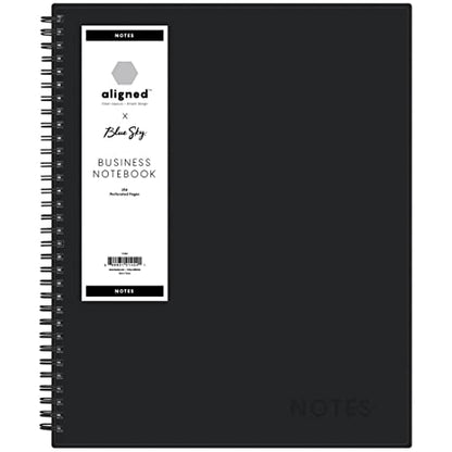 Blue Sky Aligned Notes Professional Business Notebook, Flexible Cover, Twin-Wire Binding, Perforated Pages, 8.5" x 11", Black - size: 8.5" x 11"
