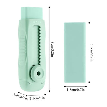 M&G 4+1 Pack Rubber Erasers Sliding Retractable Eraser, Soft Cute Erasers Push Pull Large Pencil Eraser with Plastic Sleeve 4 Refill Eraser for Students Kids, School Office Home Supplies (Green) - color: Green