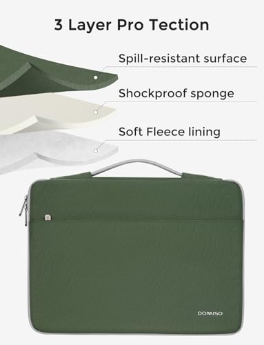 DOMISO 14 inch Laptop Case Sleeve Protective Cover Compatible with 15 inch MacBook Air M4 M3 M2,MacBook Pro,14-15 inch HP Dell ASUS Lenovo Chromebook,Waterproof Computer Cases Bag,Avocado Green - color: Avocado Green, size: 15" for Macbook Air