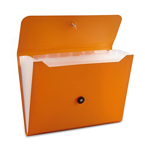 Nicfaec Expanding File Folder, 13 Pockets, Orange, Polypropylene for Work, School, Home, Office - color: 1pcs-orange