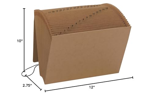 Smead Expanding File with Flap and Cord Closure, 31 Pockets, Daily (1-31), Letter Size, Kraft (70168) (Pack of 1) - size: 12" W x 10" H (Pack of 1), style: 1 to 31