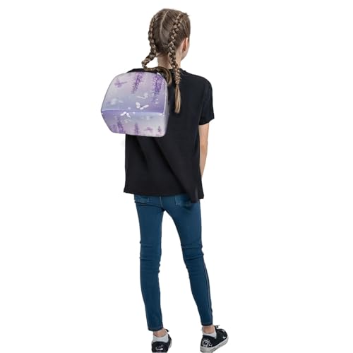 Lunch Bag Lavender Butterfly Light Purple Flower Insulated Lunch Box Reusable Cooler Tote for Adults Student Girl Boy Work Office School Picnic Over 3 Years Old - color: B0365