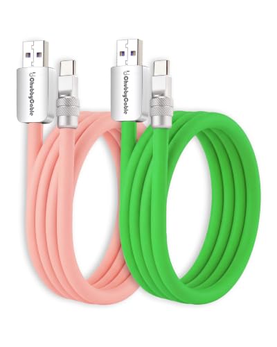chubbycable Couple Chubby 2 Pack 120W USB C Cable Extra Thick Silicone Fast Charging Cable Compatible with iPhone 17-15 Series iPad Galaxy Series, Pink+Green, USB-A to Type-C, 3.3FT - color: Pink+Green, size: 3.3ft (1m), style: USB A-Type C