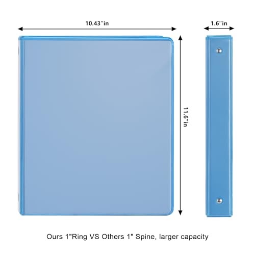 COMIX 3 Ring Binder 1 inch with Clear View Cover, 1" View Binder Holds 200 Sheets of US Letter Size Paper, 6 Pack (Light Blue) - color: Light Blue, size: 1 inch, style: 6-Pack