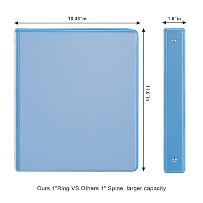 COMIX 3 Ring Binder 1 inch with Clear View Cover, 1" View Binder Holds 200 Sheets of US Letter Size Paper, 6 Pack (Light Blue) - color: Light Blue, size: 1 inch, style: 6-Pack