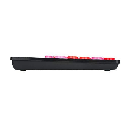 HUO JI Wireless Keyboard Multi-Device, Bluetooth and 2.4G Dual Mode for iPad, Switch to 3 Devices for Cellphone, Tablet, PC, Smart TV, iOS Android Windows, Black Pink - color: Black Pink