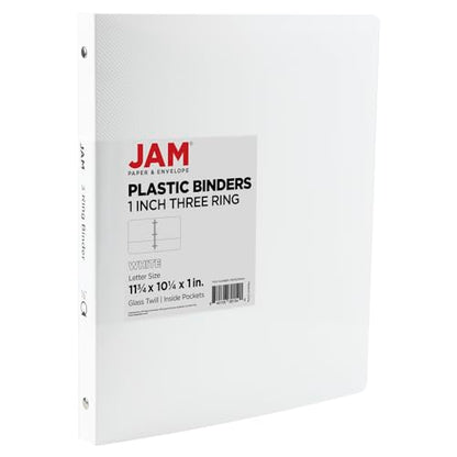 JAM PAPER Plastic 0.5 inch Binder - White 3 Ring Binder - Sold Individually - color: White, size: 0.5 inch