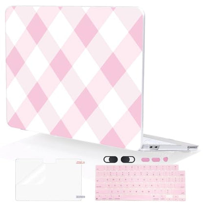 for MacBook Neo 13 inch Case 2026 A3404 with A18 Pro Chip, Anti-Scratch Pattern Plastic Hard Shell Case & Keyboard Cover & Screen Protector for MacBook Neo Case, Pink Checkered - color: Pink Checkered