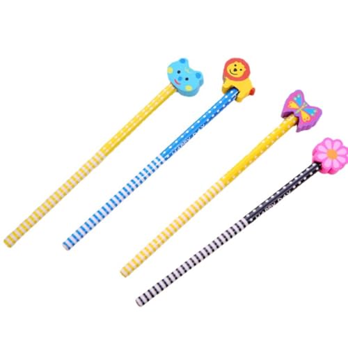 12pcs Cartoon Round HB Pencil Wooden Peeled Pencil Student Wooden Pencil-No small packaging bag-HB