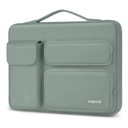 MOSISO 360 Protective Laptop Case 13 inch, Laptop Sleeve | Compatible with MacBook Air 13 inch 2026-2018/Neo/Pro 13, Side Open Bag with 2 Raised&1 Flapover Pockets, Antique Green - color: Antique Green, size: 13 inch