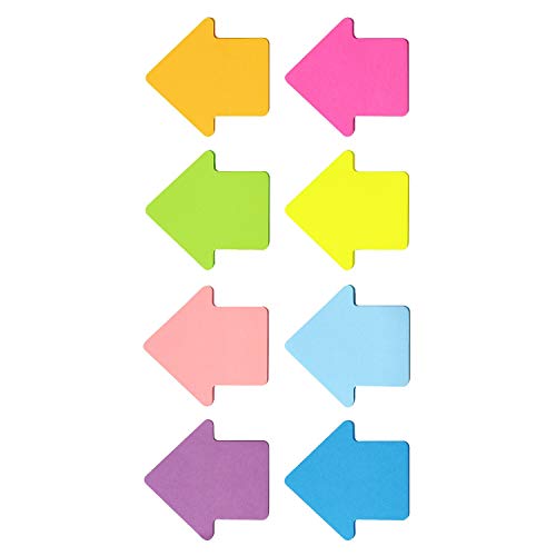 SIMONA Arrow Shape Sticky Notes 8 Bright Colors, 600 Sheets | Arrow Design Self-Sticky Note Pads, 8 Assorted Bright Colors Sticky Notes for Office, School, Family