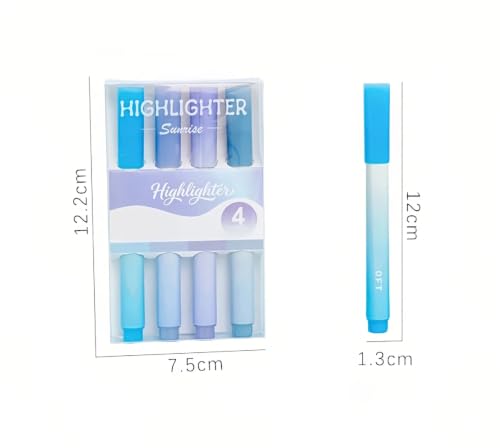 Gradient light Highlight pen, eye protection soft light highlighter pen, | Lightweight plastic pen body, eye protection design, soft color